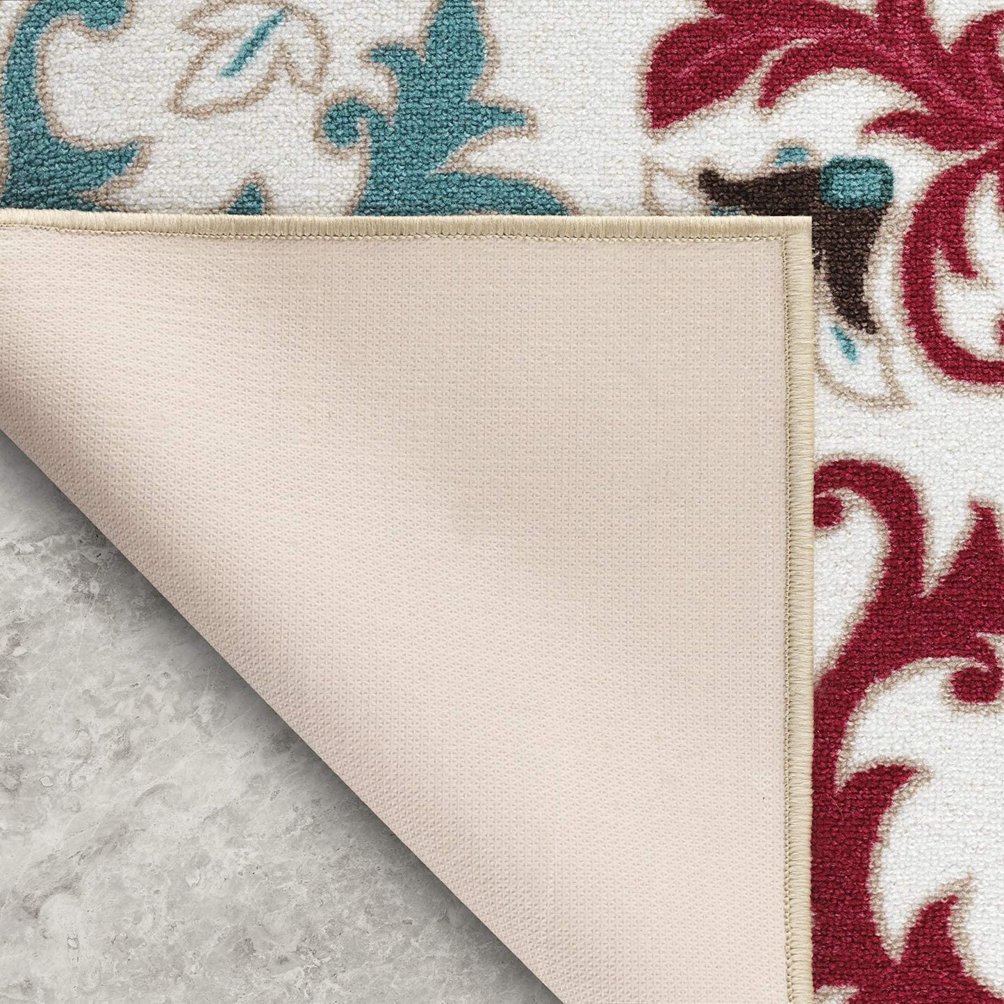 Modern Floral Low Profile Pile Indoor Area Rugs Beige