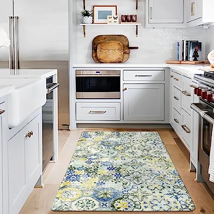 Floral Medallion Collection Round Non-Slip Distressed Vintage Accent Throw Area Rug