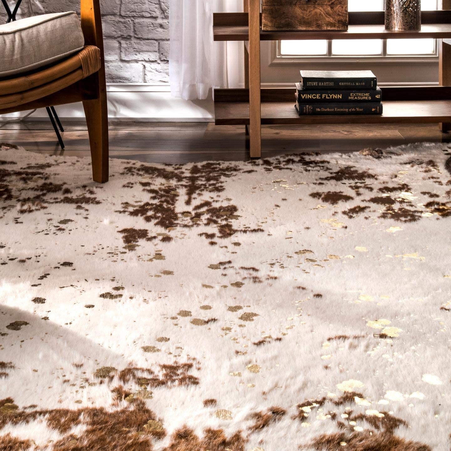Brown Faux Cowhide Shaped Rug