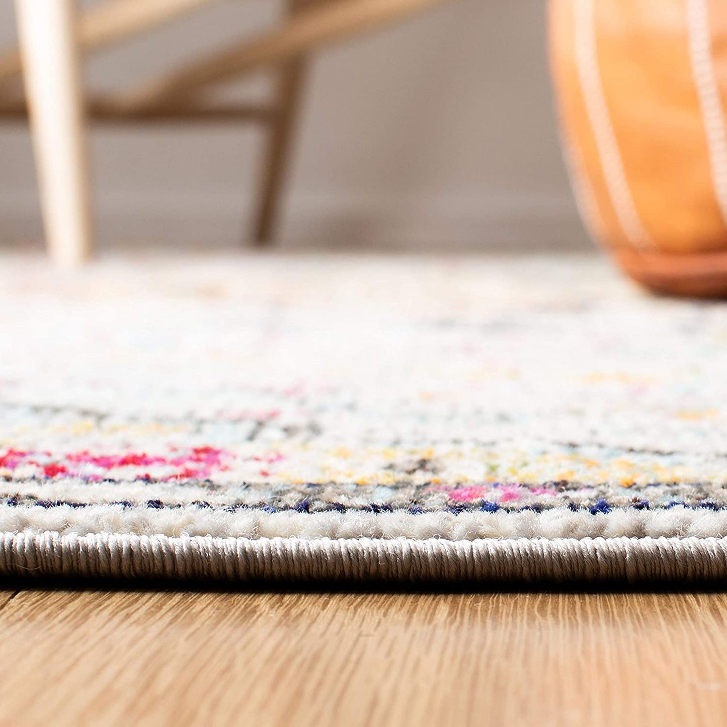 Boho Chic Medallion Distressed Soft Area Rug Grey / Gold