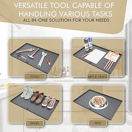 Waterproof Designed in USA - Under Sink Mat for Bottom of Kitchen Sink Cabinets (Black) - 100% BPA Free, 34" x 22" x 1"