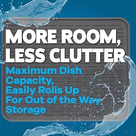 Extra Large, Waterproof Pet Feeding XXL Silicone Dish Drying Mat, (Beige) 24" x 18"