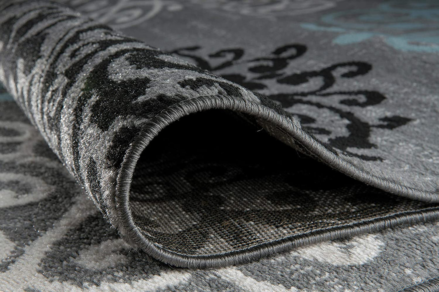 Contemporary Modern Floral Area Rug Black