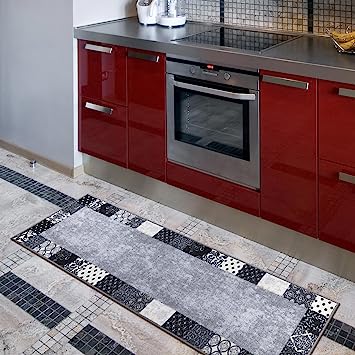 Machine Washable Wrinkle Free Coffee Cup Design Cotton 2 x 5 Kitchen Runner Rug (20" x 59", Beige)