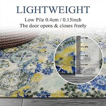 Floral Medallion Collection Round Non-Slip Distressed Vintage Accent Throw Area Rug