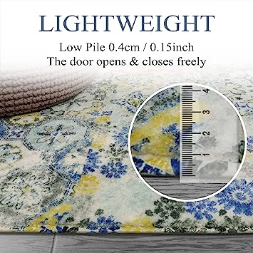 Floral Medallion Collection Round Non-Slip Distressed Vintage Area Rug