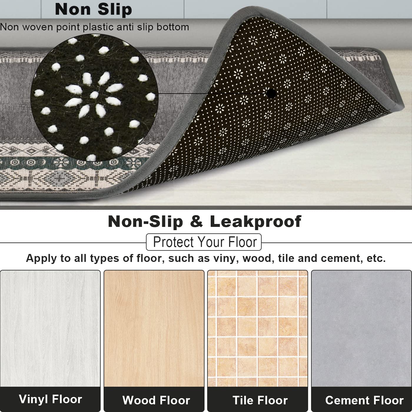 3 Pcs Anti-Fatigue Non-Slip, Non-Skid Standing Mats - 20x32in+20x47in+20x59in