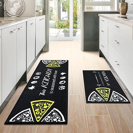 Sets of 2,Washable Non Slip Super Absorbent Kitchen Rugs and Mats, 17x48 Inch+17X24 Inch