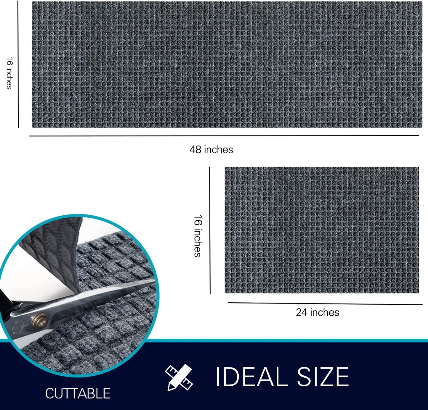 Set of 2 Non Slip Washable, 2 PCS Kitchen Rugs and Mats - 24"x16"+48"x16",Red