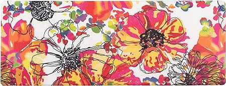Modern Bright Flowers Anti Fatigue Standing Mat 18" x 30" Cream