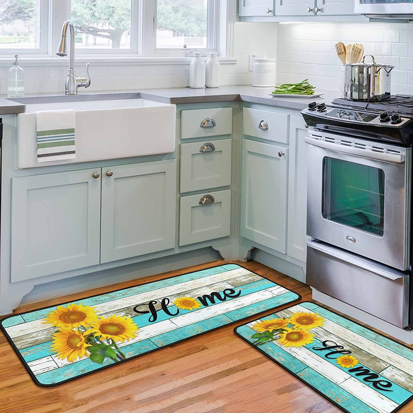 Set of 2 Non-Slip Backing Washable Doormat - 17x47.2 and 17x30 inches.