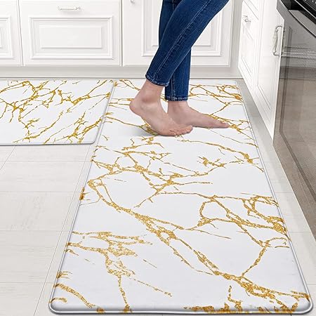 Cushioned Anti-Fatigue Waterproof Non-Slip Kitchen Mats and Rugs, 17''x47'' + 17''x30''
