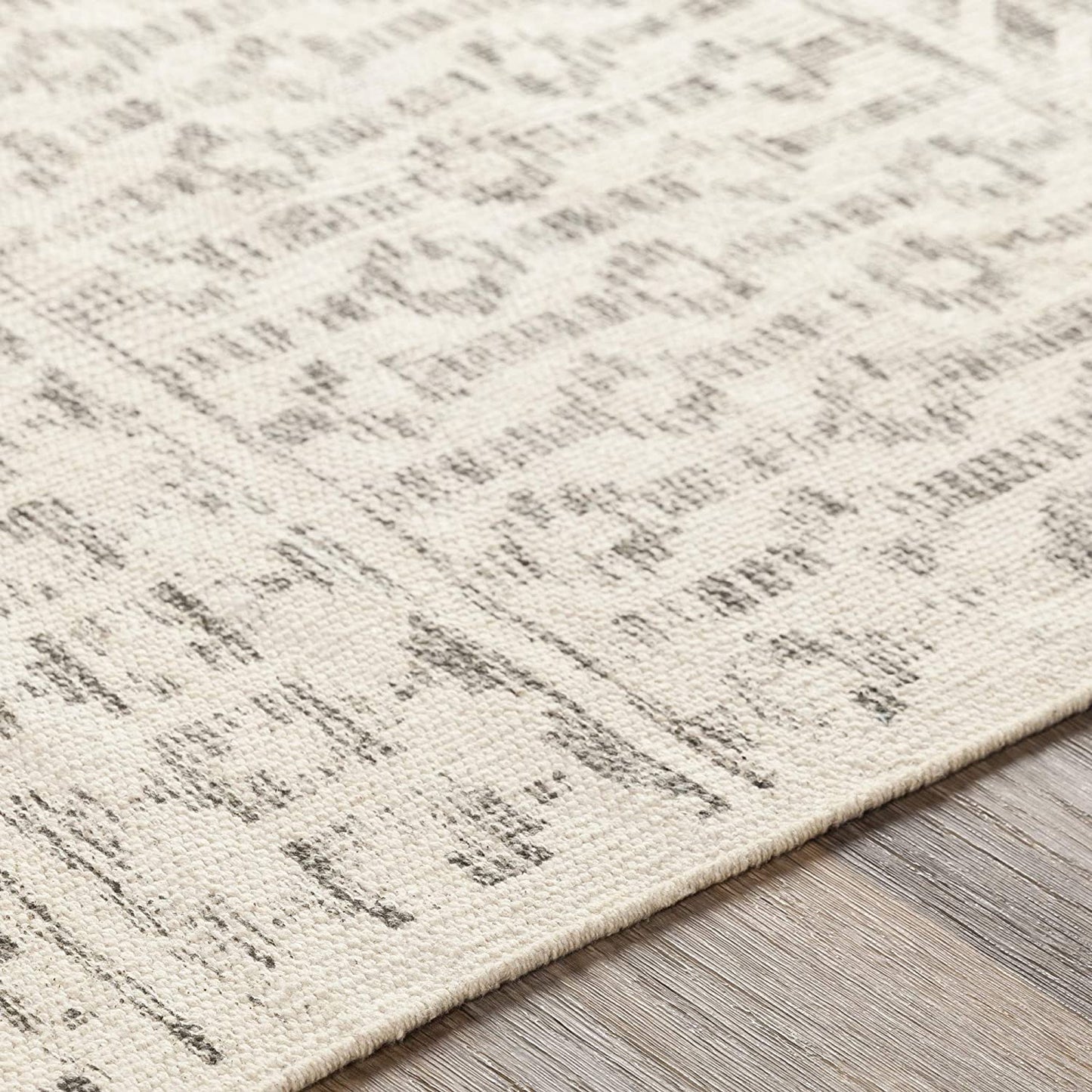 Bohemian Moroccan Soft Area Rug, Ivory Charcoal