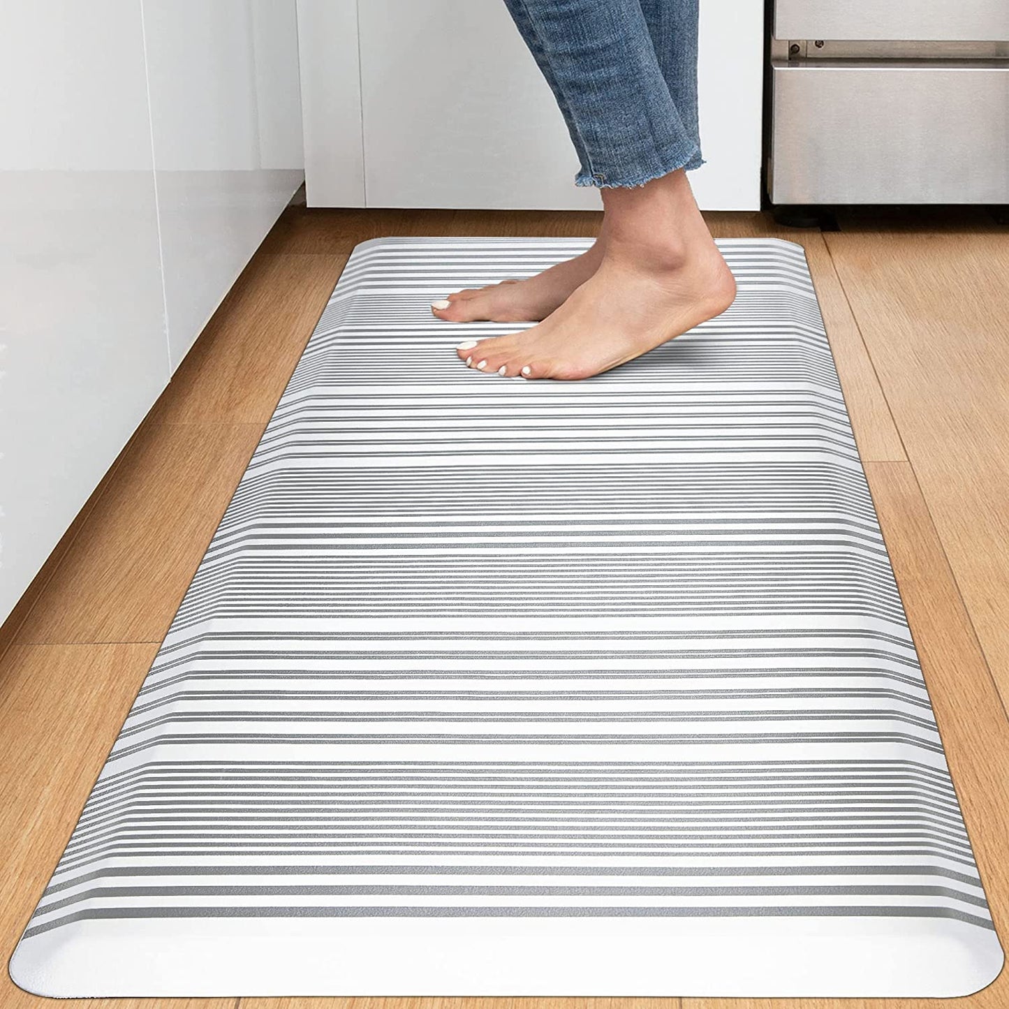 1/2 Inch Thick Cushioned Anti Fatigue Waterproof Kitchen Rug, 17.3"x28"- Grey
