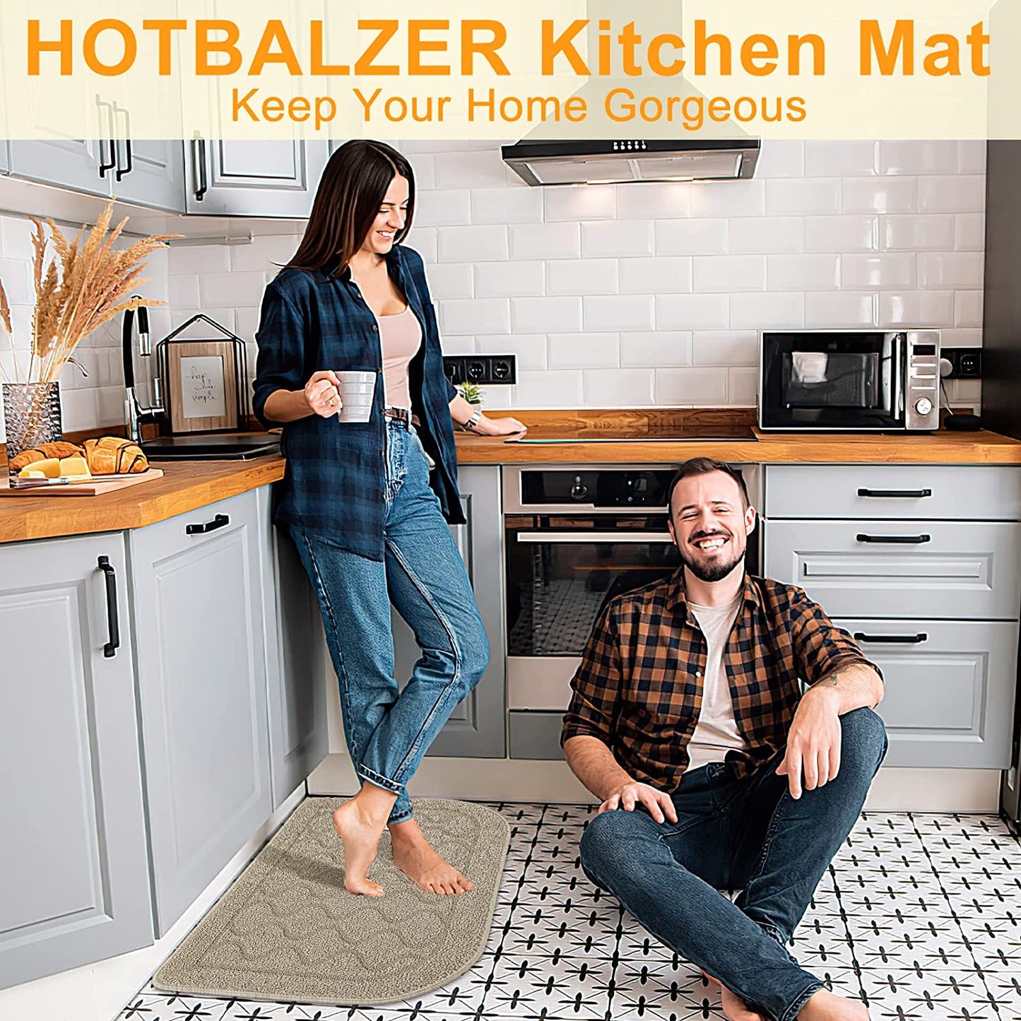18×27 Inch Made of 100% Polypropylene Non Skid Washable Kitchen Rug