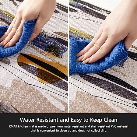 Floral Anti Fatigue 2 Pieces - 17.3’’x29.5’’ + 17.3’’x47.2’’ Comfort 0.4’’ Thick Cushioned Padded Waterproof Flowers Kitchen Rugs