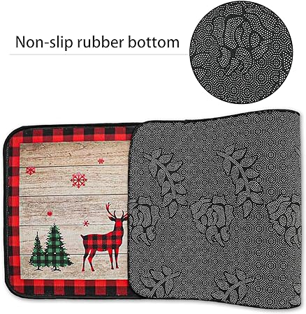 2 PCS Winter Low-Profile Christmas Kitchen Rugs and Mats - Approximately16x24 and 16x43Inch