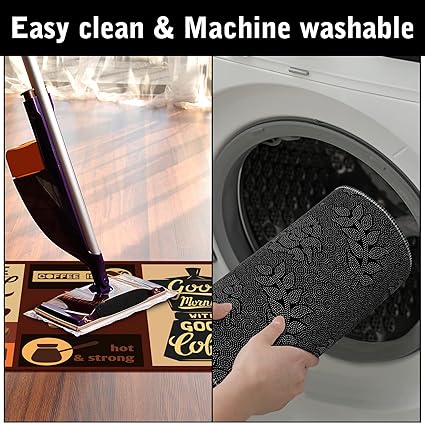Non Skid Thick Black Kitchen Rugs and Mats Stain Resistant Anti Fatigue Microfiber Floor Non Slip Backing Mat, 15.7" x 47.2", 15.7" x 23.6" (Home)