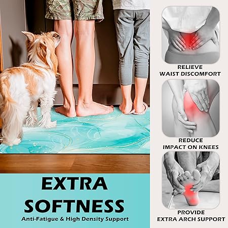 Sets 2 Gold Marble Abstract Cushioned Anti-Fatigue Non-Slip Memory Foam Comfort Standing Mat, 17.3''x 28''+17.3'' x 47''
