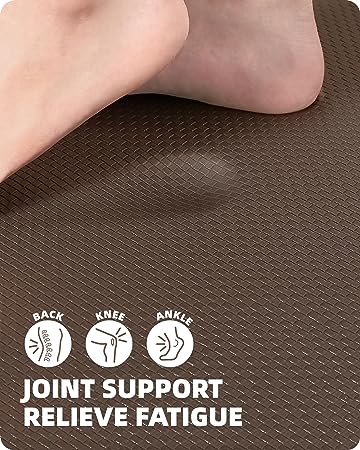 Cushioned Anti-Fatigue Kitchen Mat, Non Skid Waterproof Comfort Standing Kitchen Rugs and Mats, Memory Foam Kitchen mat, 17"x79", Black