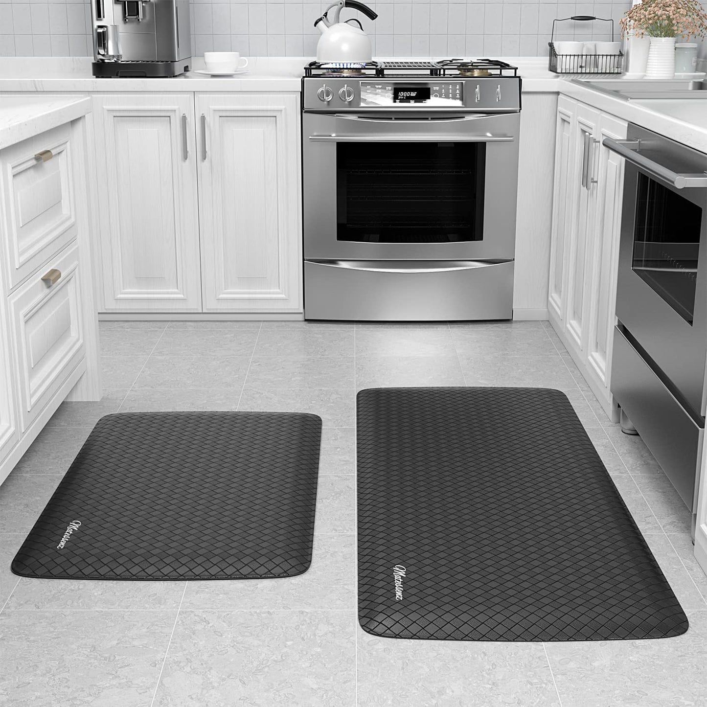 1/2 Inch Thick Cushioned Comfort Anti Fatigue Nonskid Waterproof Standing Desk Mat - (17.3X28'',Black)