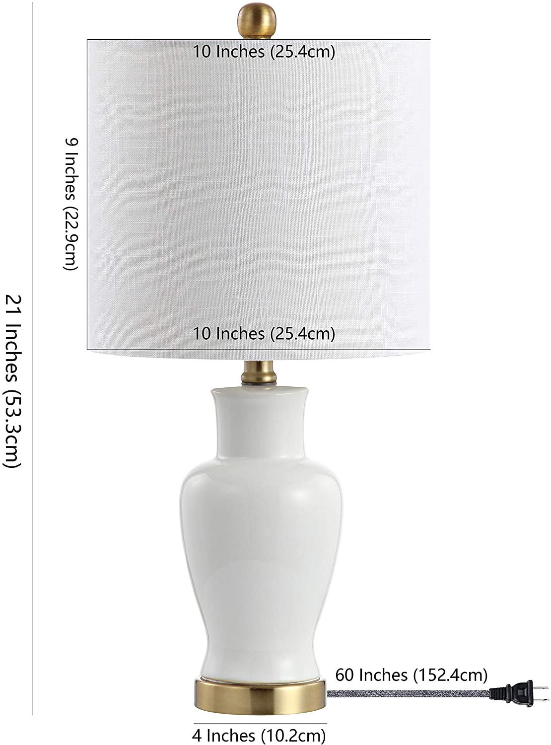 Chi 21" Ceramic/Iron Modern Classic LED Lamp White