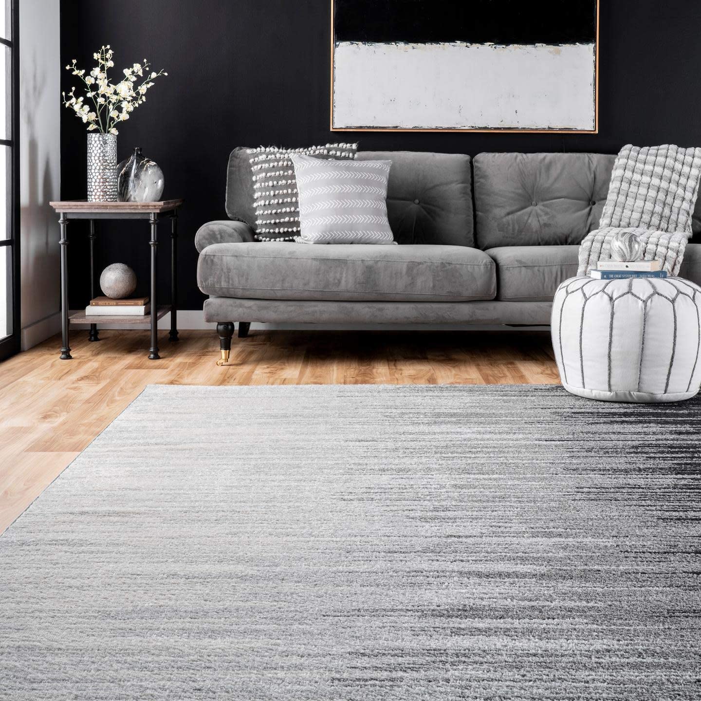 Lexie Ombre Area Rug,  Black