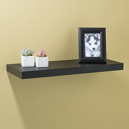Floating Wall Shelf Black 24" (2 Pack)