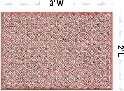 Capri Transitional Floral Circles Textured Flat Weave Easy Cleaning Outdoor Rugs - 2' x 3' Brown