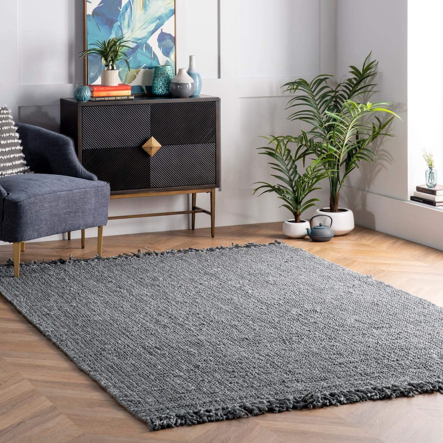 Chunky Loop Grey Jute Rug
