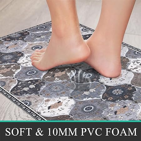 2 Pcs Anti Fatigue Cushioned Waterproof Comfort Standing Mat, 17"x47"+17"x27"