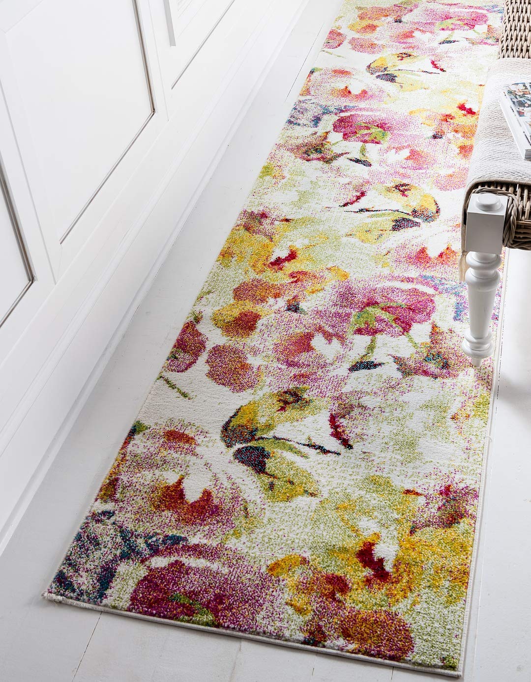 Modern Floral Ivory Multi-color Area Rugs