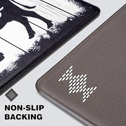 Modern Art Non Slip, Abstract Painting Cushioned Anti Fatigue, Waterproof Kitchen Mats, 18'' x 48'' + 18'' x 30''