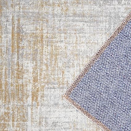 Entryway Abstract Distressed Green Multi Contemporary Carpet Print Chenille Thin Rug