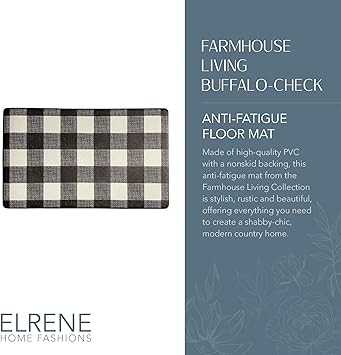 Farmhouse Living Rustic Comfort Anti-Fatigue Kitchen Mat, 18" x 30", Black/White