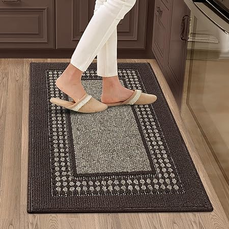 Machine Washable, Non Slip Absorbent Dirt-Resistant Durable Kitchen Runner Rug, 19.5"x31", Grey
