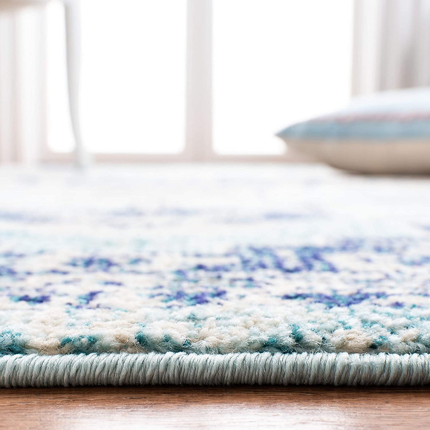 Boho Chic Medallion Distressed Soft Area Rug, Teal / Navy