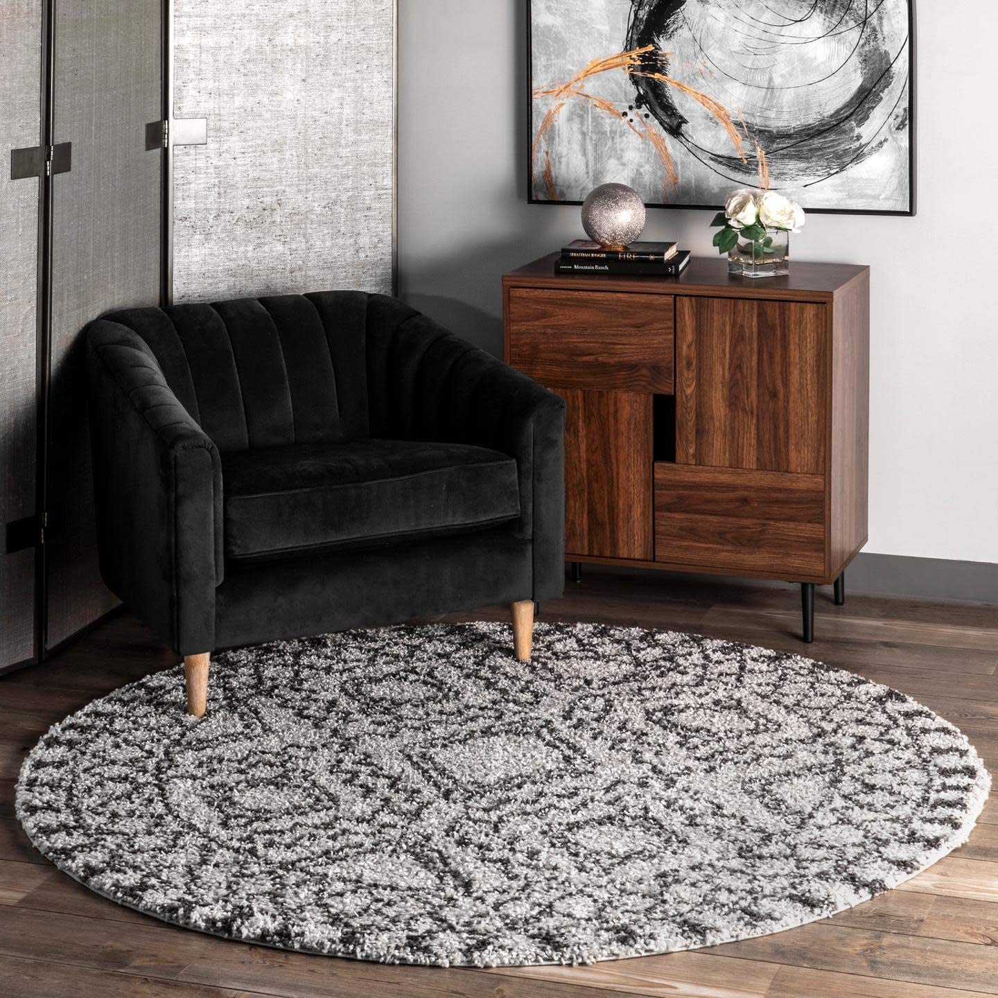 Moroccan Tribal Grey Soft Plush Shag Area Rug