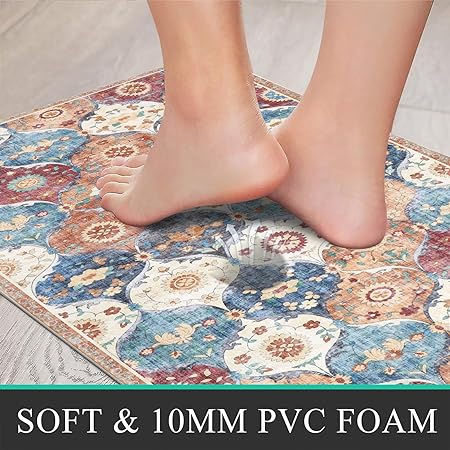2 Pcs Anti Fatigue Cushioned Waterproof Comfort Standing Mat, 17"x47"+17"x27"