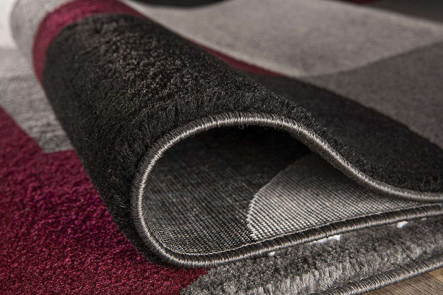Circle Gray/Grey Burgundy Area Rug