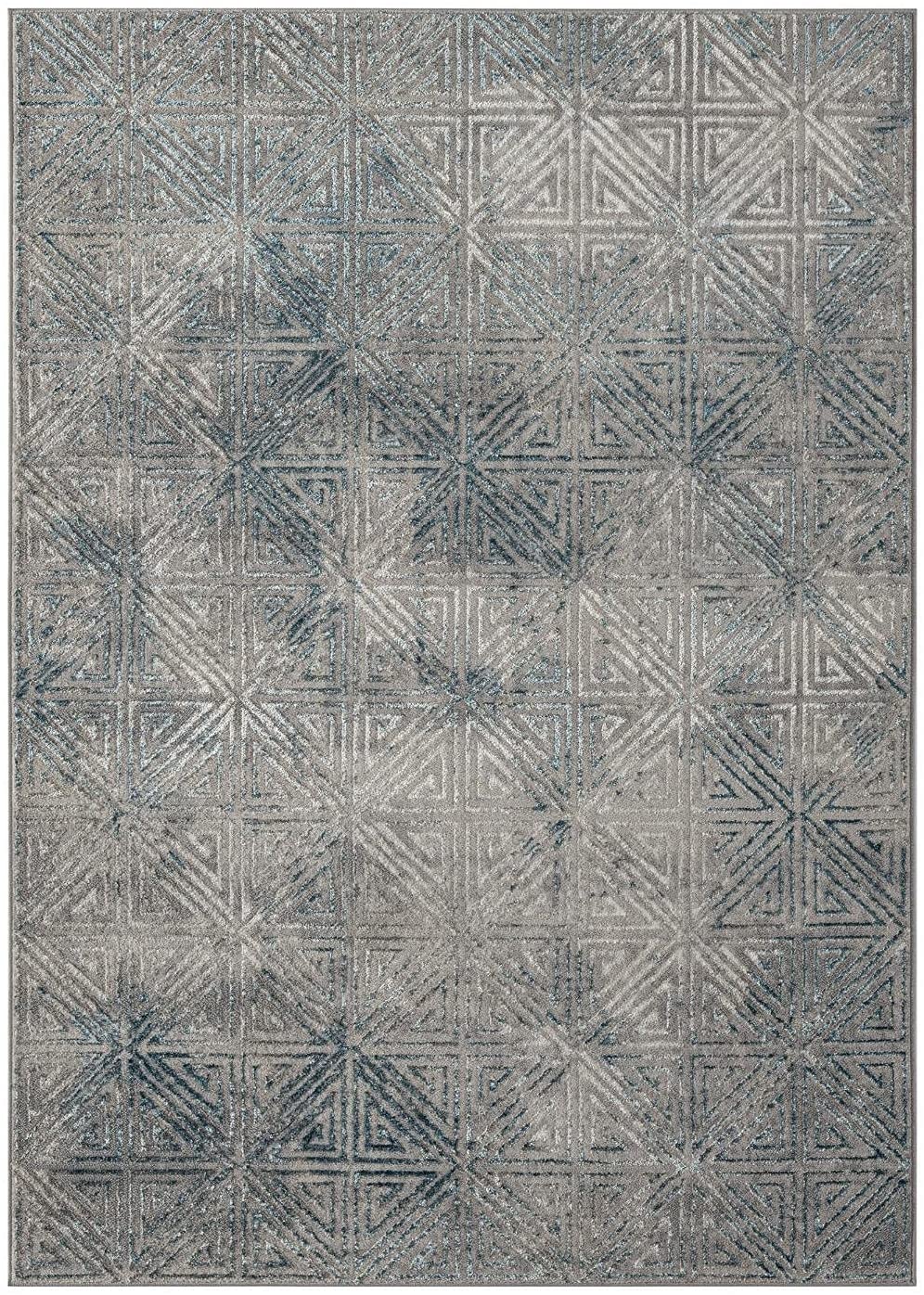 Florance Collection Blue Modern Geometric Soft Area Rug
