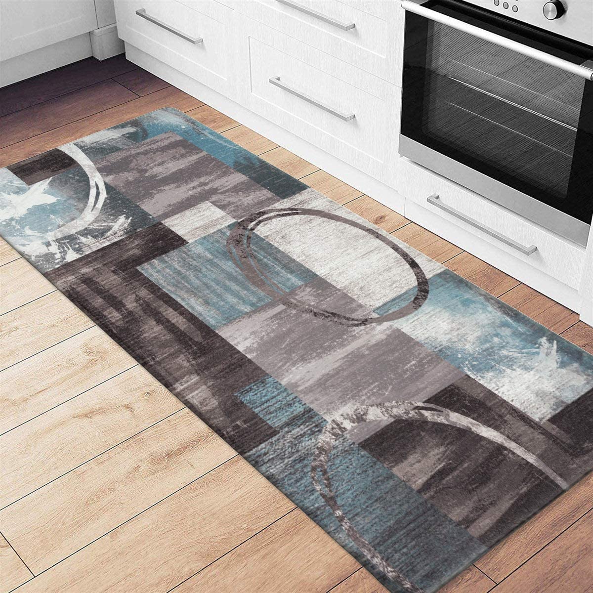 Contemporary Abstract Circles Anti Fatigue Standing Mat 18" x 47" Gray