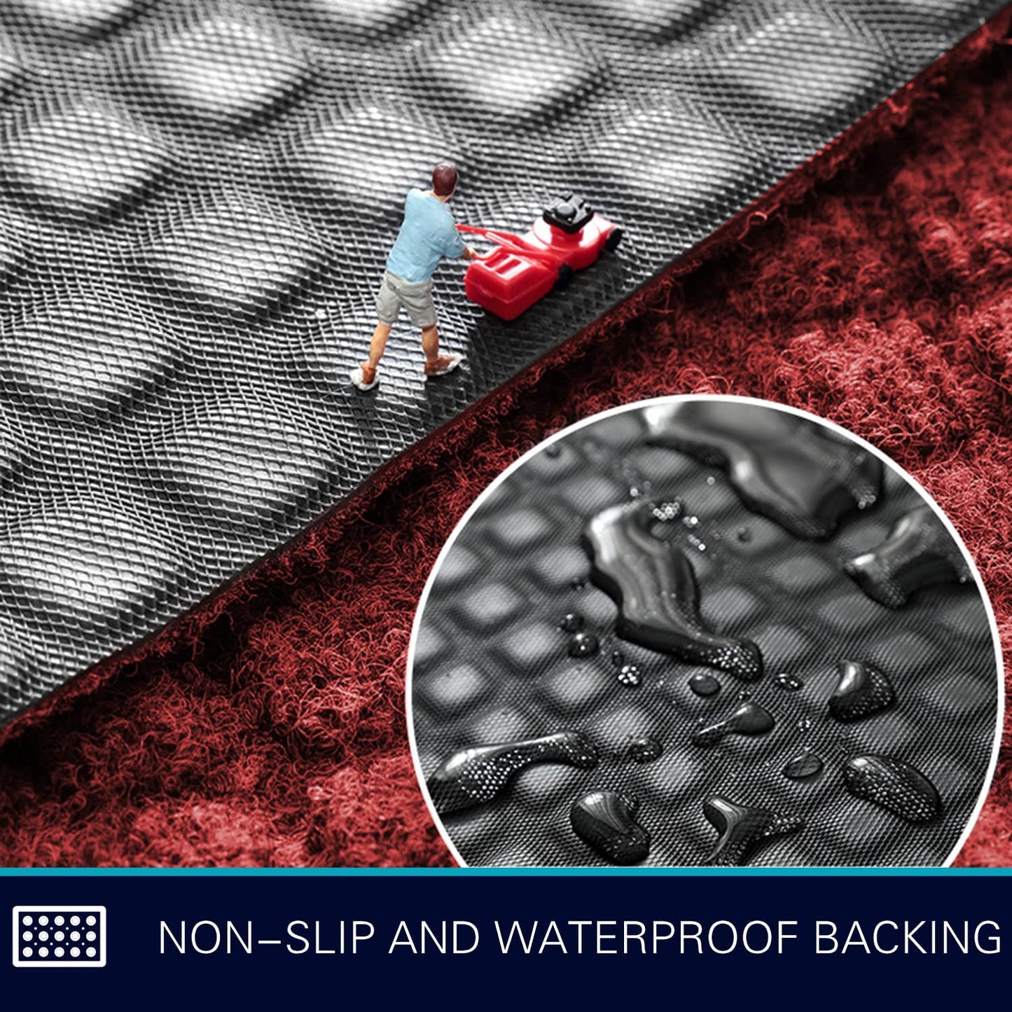 Set of 2 Non Slip Washable, 2 PCS Kitchen Rugs and Mats - 24"x16"+48"x16",Red