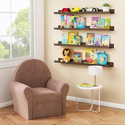 Black Floating Shelves 36 Inches Long, Picture Ledge Shelf Set of 4, Connect 2 Shelves as 72 Inch Wide