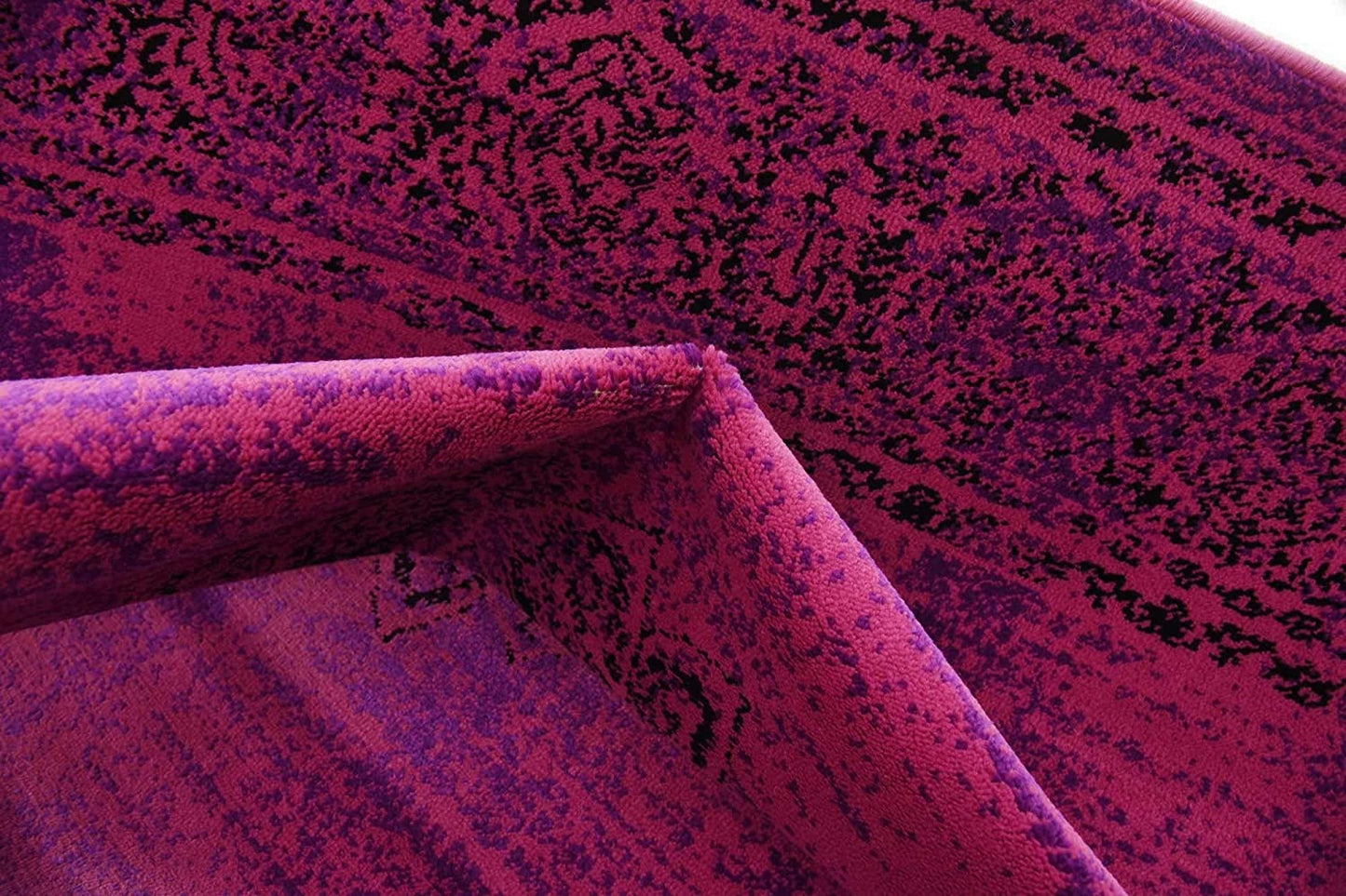 Modern Traditional Vintage Distressed Fuchsia Soft Area Rug