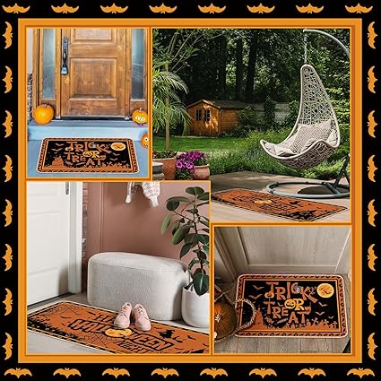Halloween Rugs Witch Skeleton Pumpkin Rug, 7 x 29 Inch, 17 x 47 Inch (Classic Style)