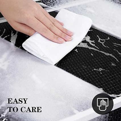 Anti-Fatigue Black and White Modern Non Slip Washable, Cushioned Kitchen Mats, 18 x 30 Inch