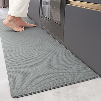 Cushioned Anti-Fatigue Kitchen Mat, Non Skid Waterproof Comfort Standing Kitchen Rugs and Mats, Memory Foam Kitchen mat, 17"x79", Black