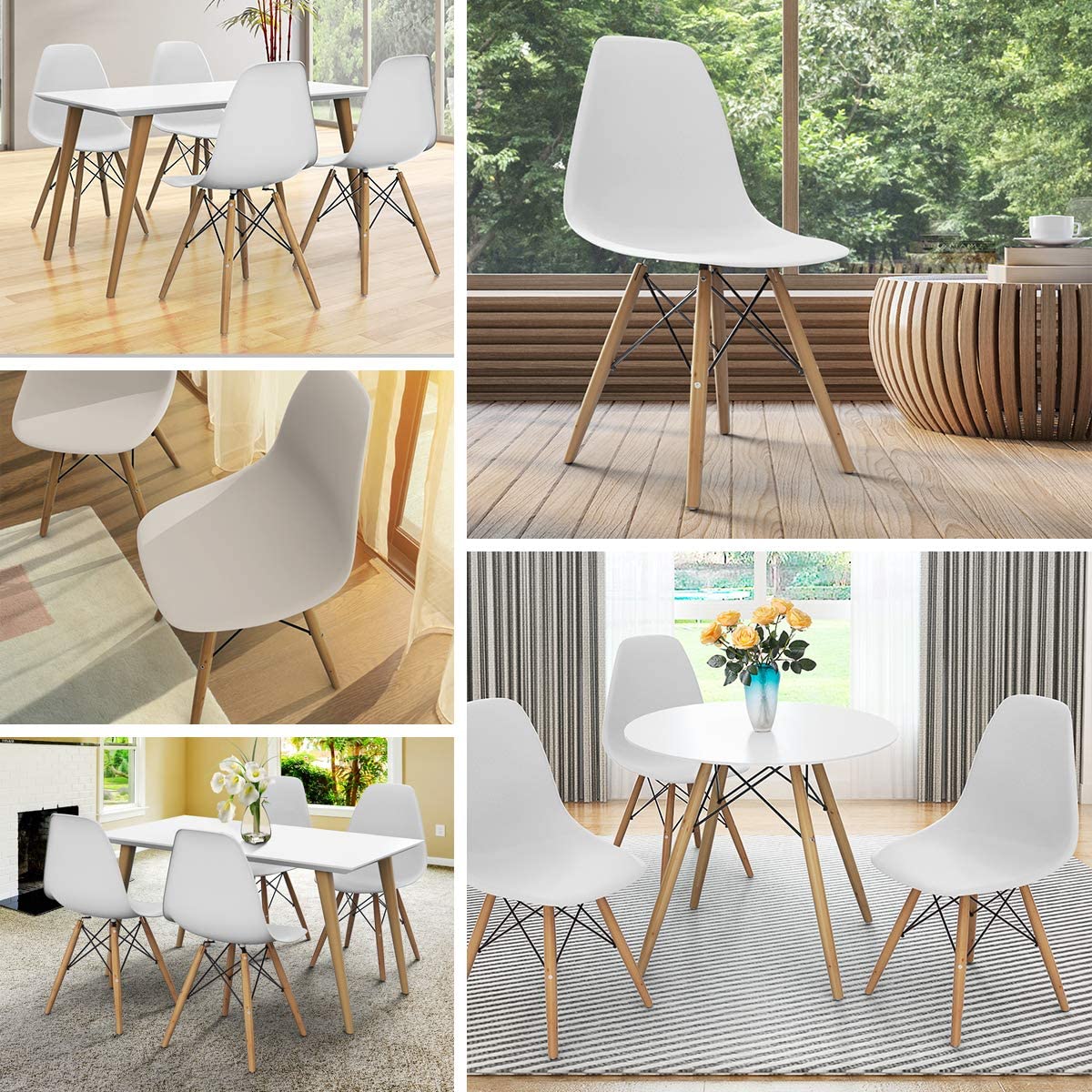 Pre Assembled Mid Century Style DSW Wood Dining Chairs