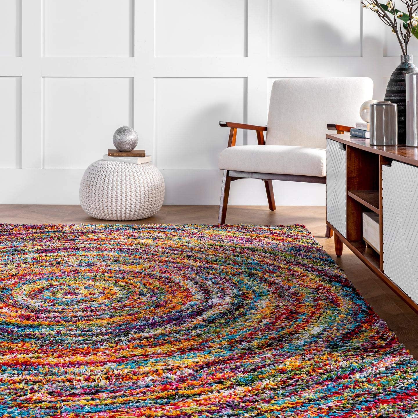 Ardelle Swirl Shag Rug, Multi